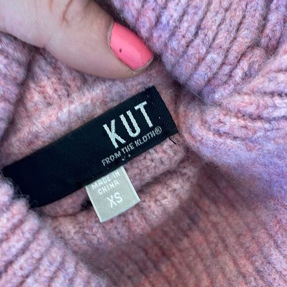 Kut from the Kloth pink wool blend cropped turtleneck sweater xs - Picture 5 of 7
